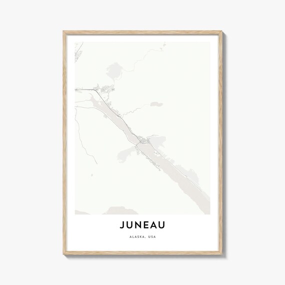 Minimalist Juneau Alaska Capital City Street Map Travel Poster