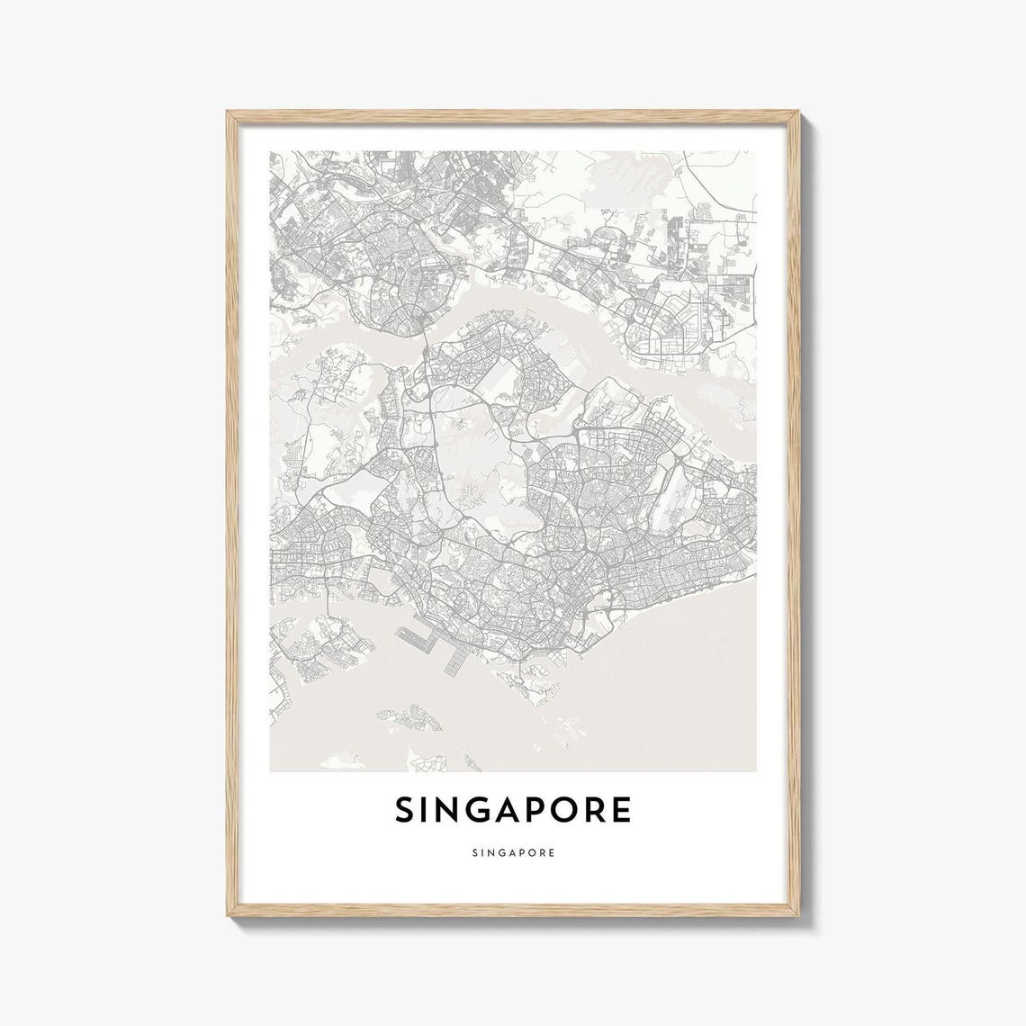 Singapore Minimalist City Map Poster Street Grid Modern Decor Art
