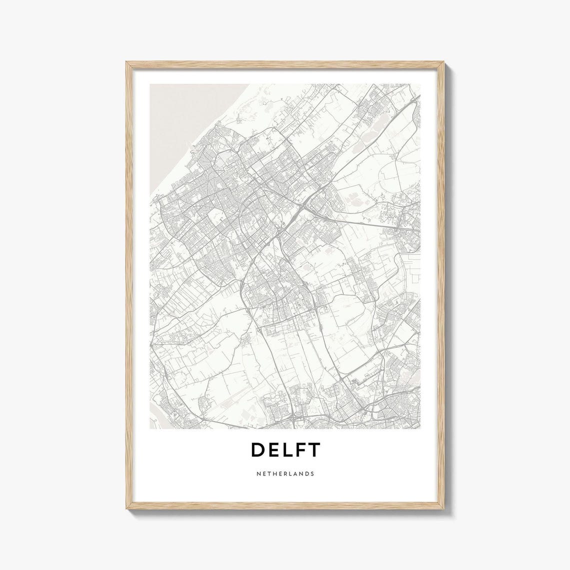 Delft Netherlands Minimalist City Map Line Art Wall Decor Print