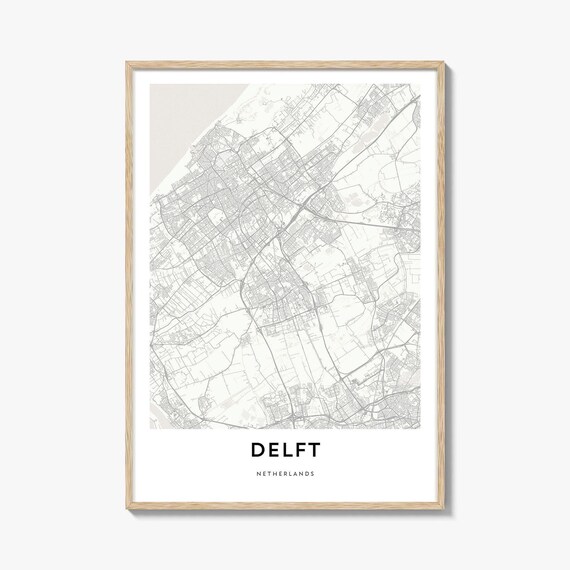 Delft Netherlands Minimalist City Map Line Art Wall Decor Print