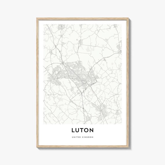 Luton England City Street Map Minimalist Home Decor Art Poster
