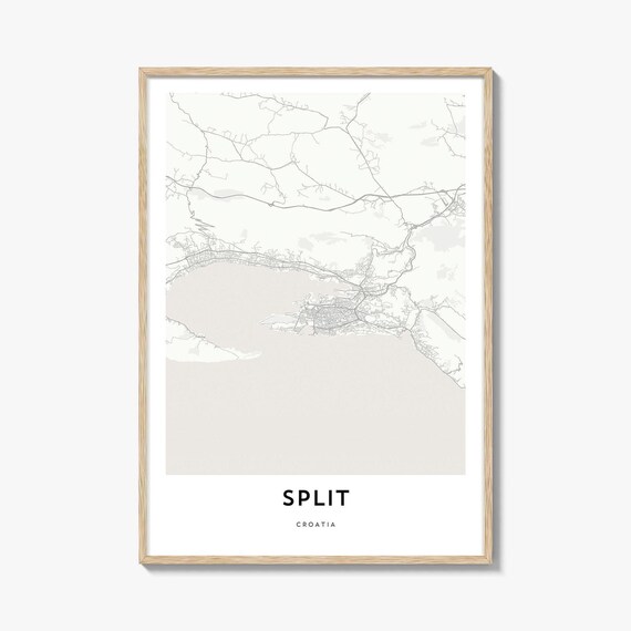Split Croatia City Street Map Minimalist Line Art Home Decor Poster