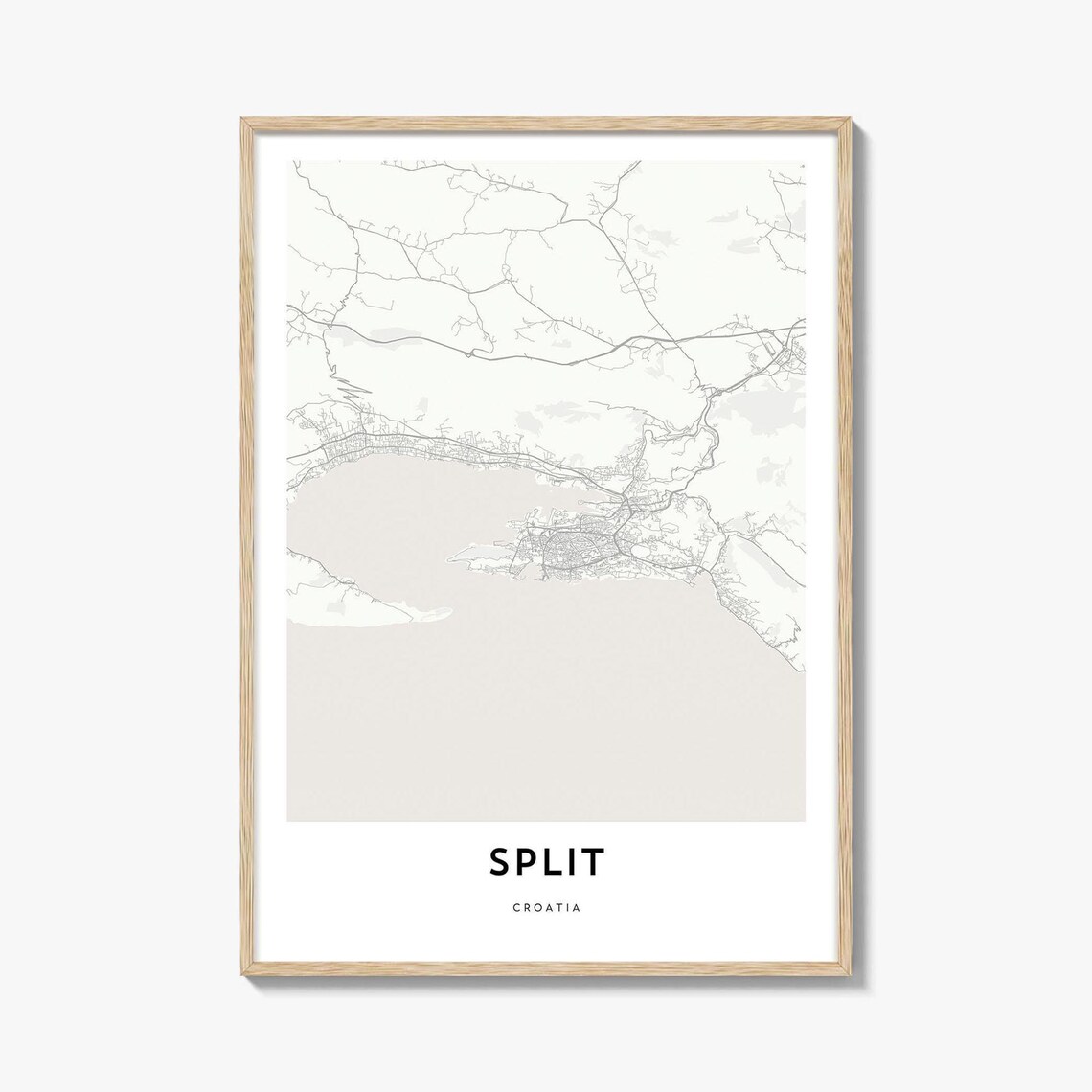 Split Croatia City Street Map Minimalist Line Art Home Decor Poster