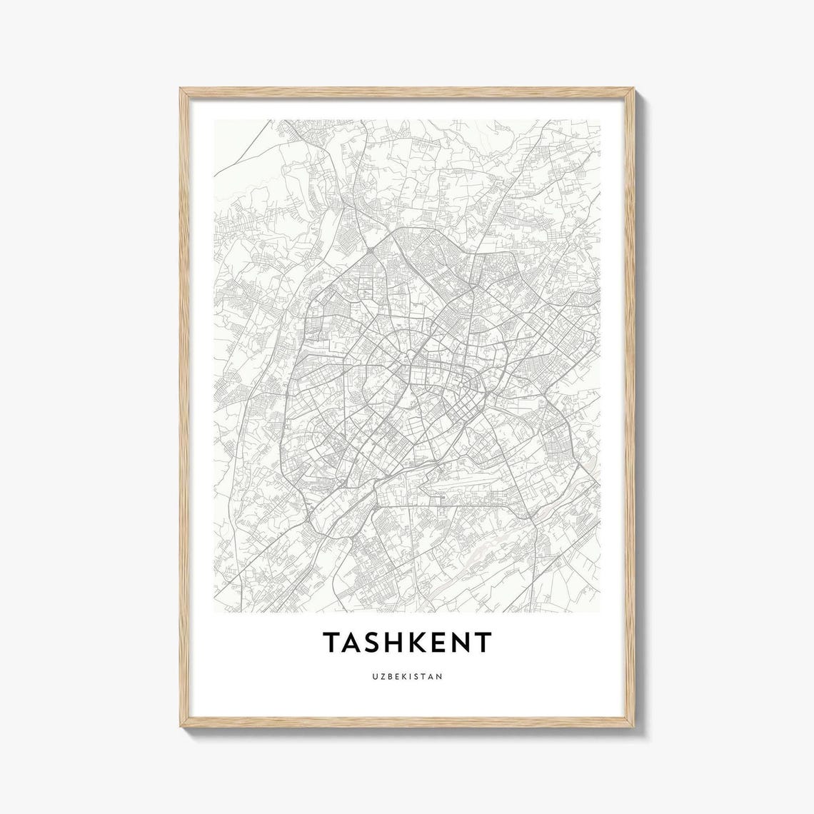 Tashkent Uzbekistan Minimalist City Map Neutral Monochrome Print