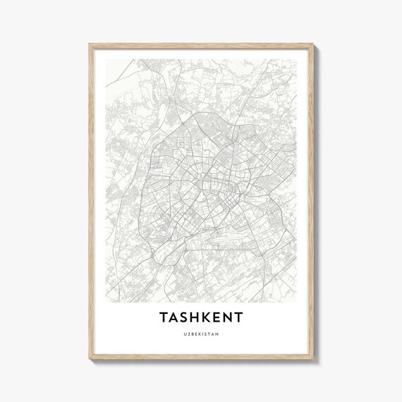 Tashkent Uzbekistan Minimalist City Map Neutral Monochrome Print