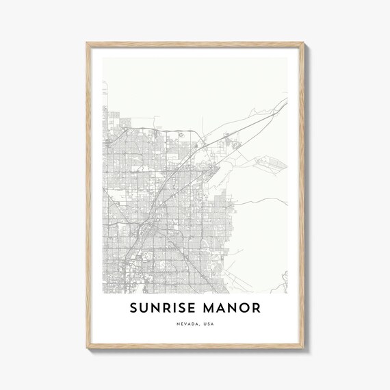 Sunrise Manor Nevada USA Minimalist White City Map Art Print