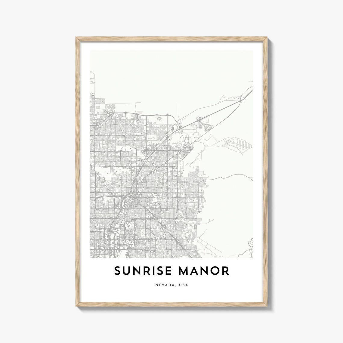 Sunrise Manor Nevada USA Minimalist White City Map Art Print