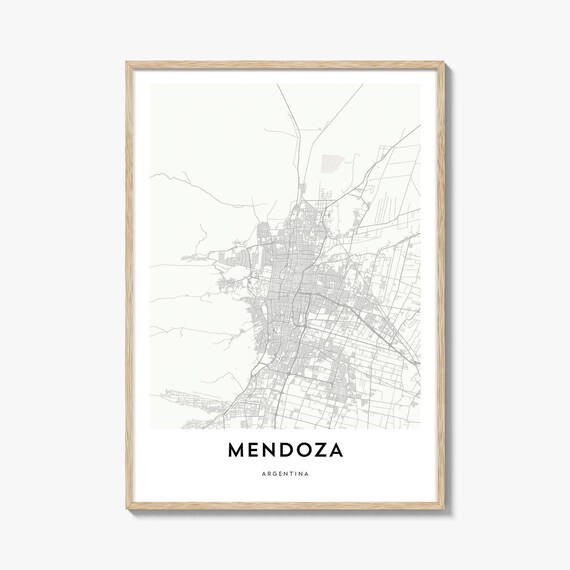 Mendoza Argentina Minimalist City Street Map Black White Poster