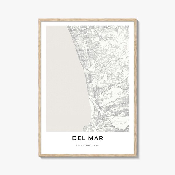 Del Mar California USA Coastal City Map Minimal Line Art Poster