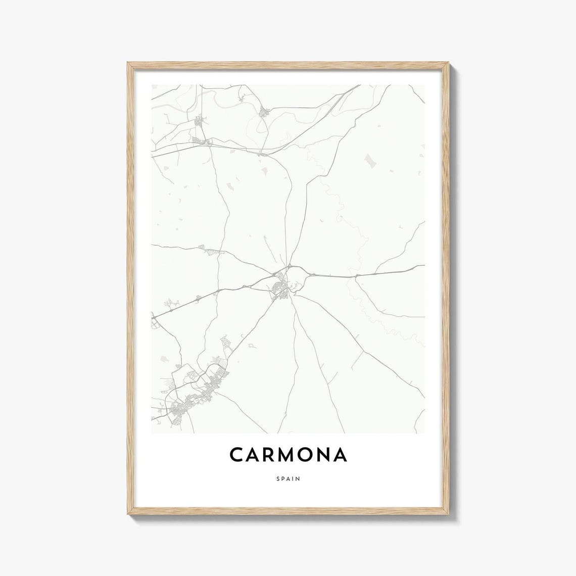 Carmona Spain Minimalist City Street Map Black White Gift Poster