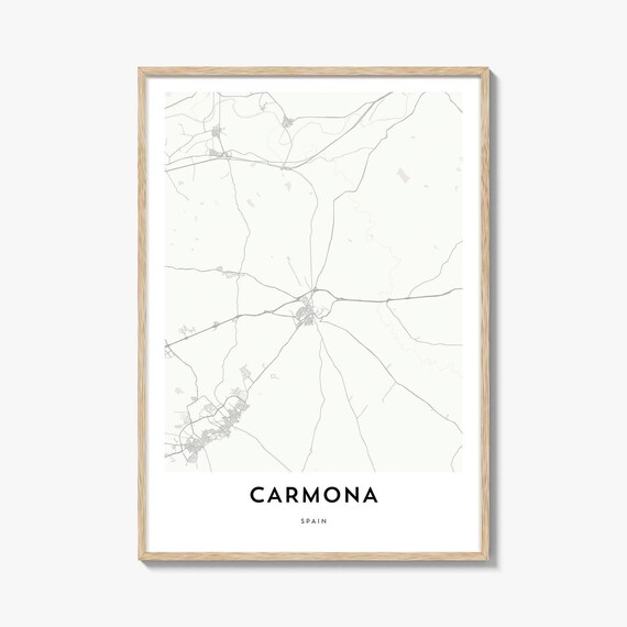 Carmona Spain Minimalist City Street Map Black White Gift Poster