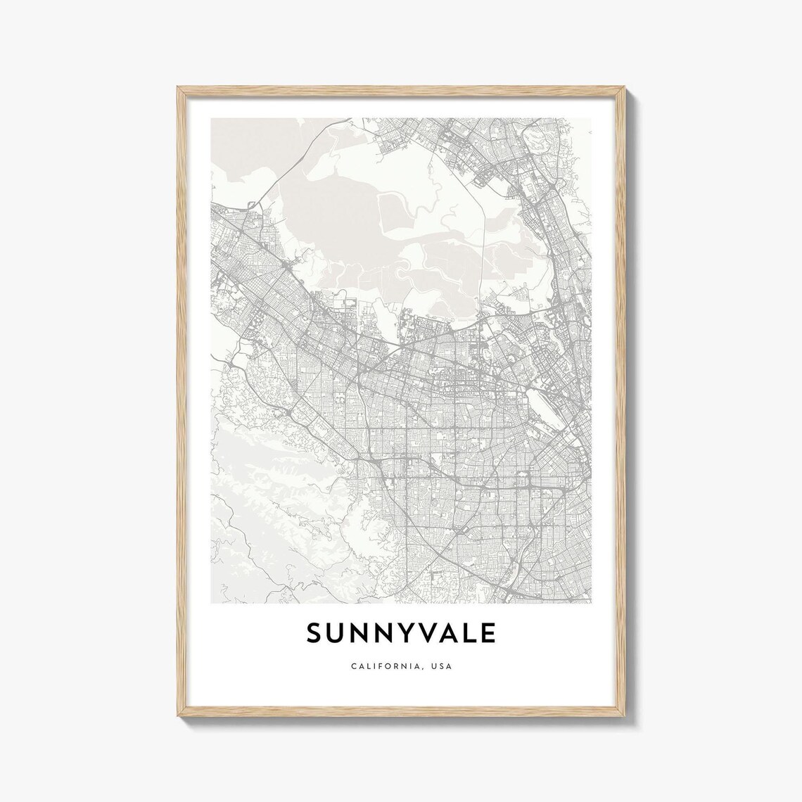 Minimalist Line Map of Sunnyvale California USA Street Art Poster