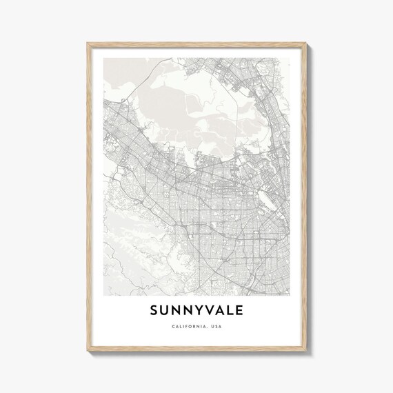 Minimalist Line Map of Sunnyvale California USA Street Art Poster