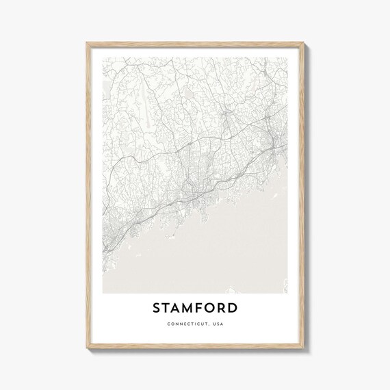 Minimalist Stamford Connecticut City Street Map Art Print Decor