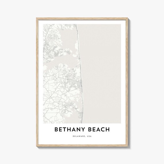 Bethany Beach Delaware USA Minimalist Coastline Map Wall Poster