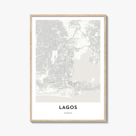 Lagos Nigeria Minimalist Street Map City Artwork Gift Poster