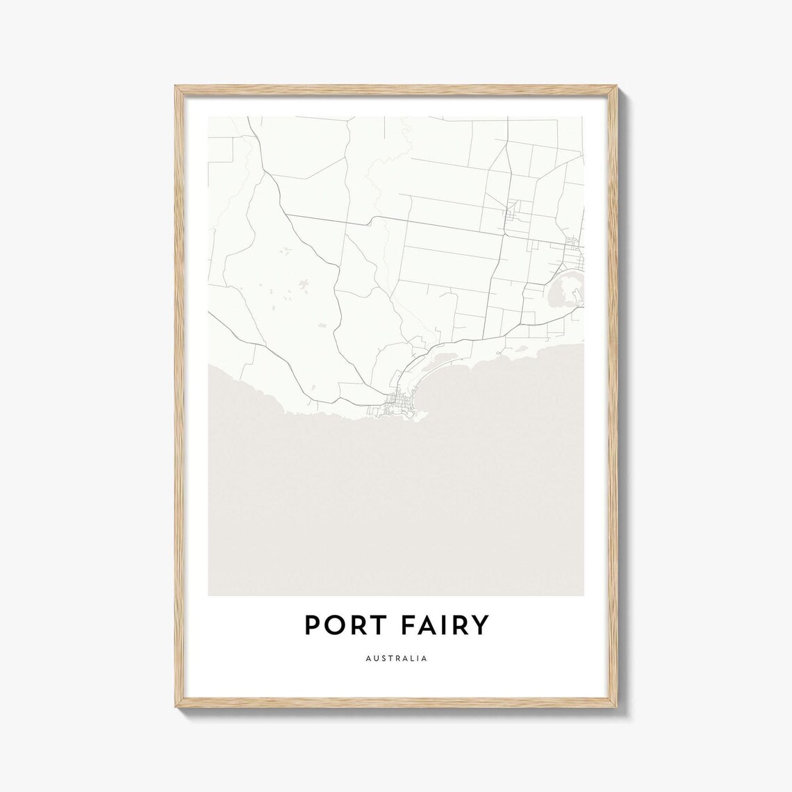 Port Fairy Australia Coastal Town Minimalist Street Map Poster