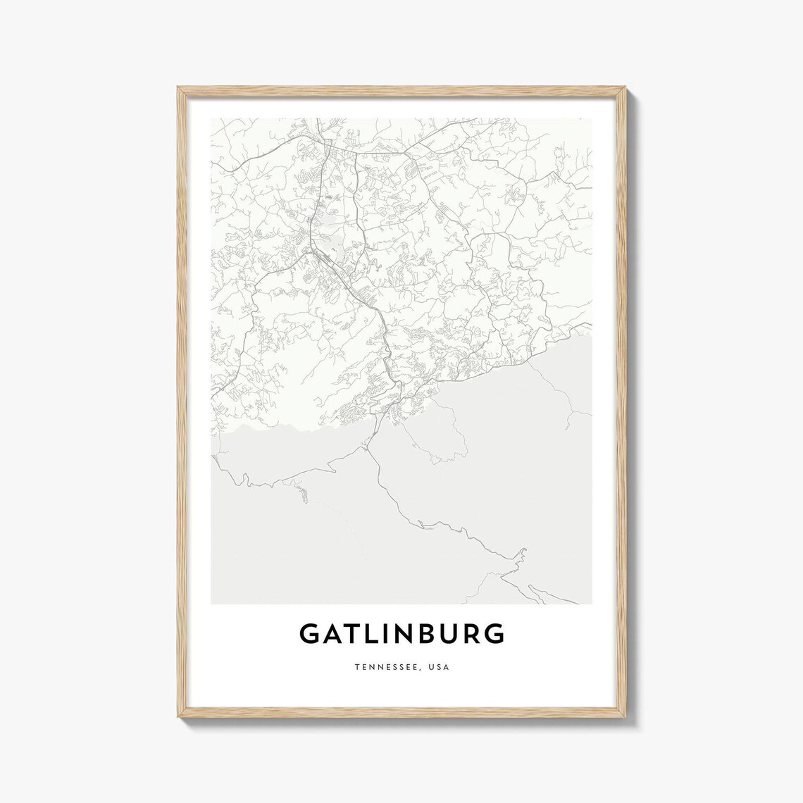 Gatlinburg Tennessee Minimalist City Street Map Art Decor Poster