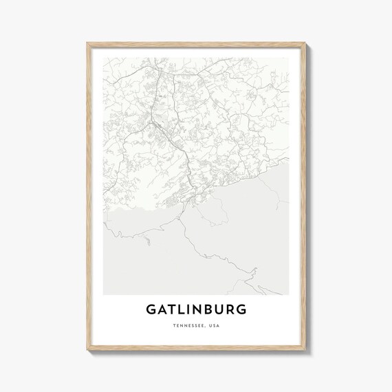 Gatlinburg Tennessee Minimalist City Street Map Art Decor Poster