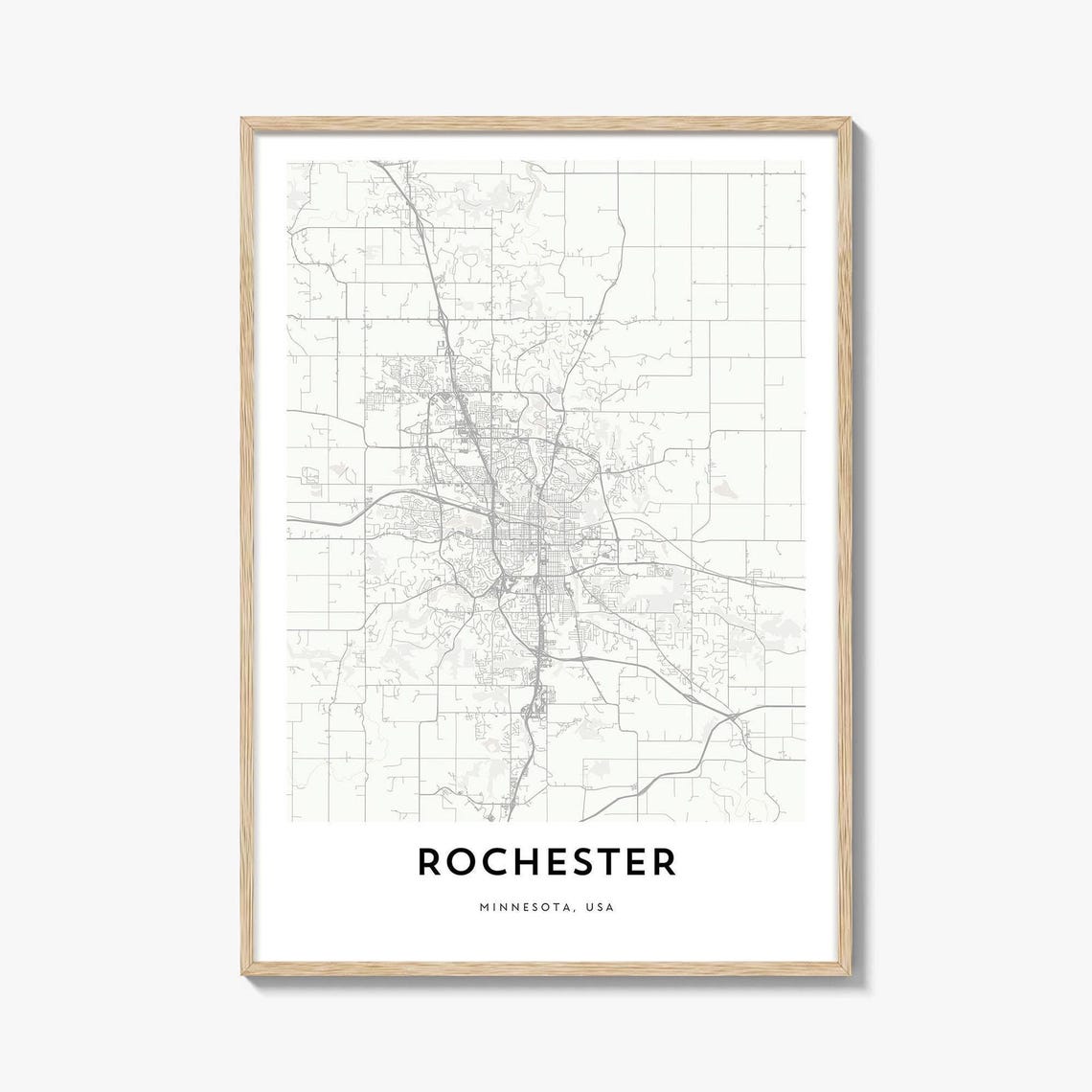Rochester Minnesota USA Minimalist City Street Map Art Poster