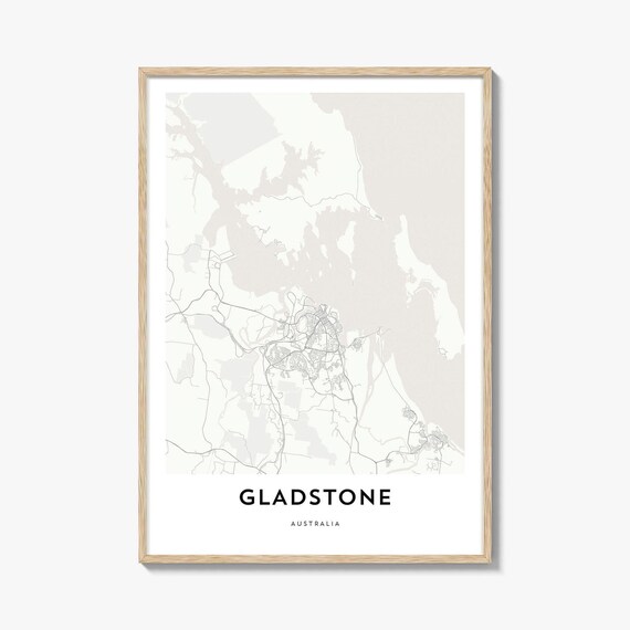 Gladstone Australia Minimalist Street Map Coastal City Line Art Wall Poster