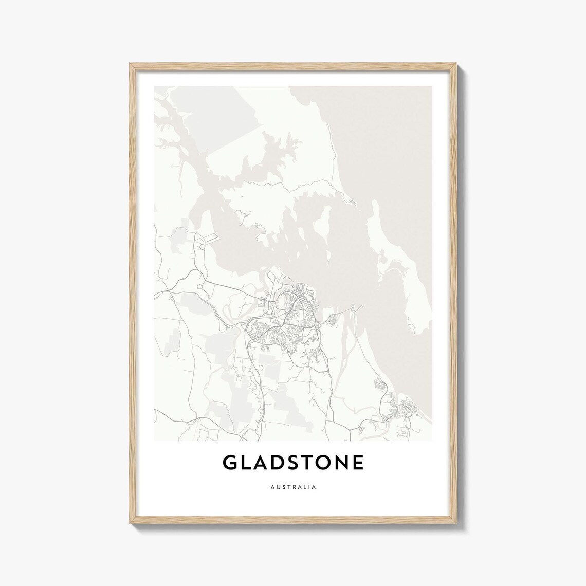 Gladstone Australia Minimalist Street Map Coastal City Line Art Wall Poster