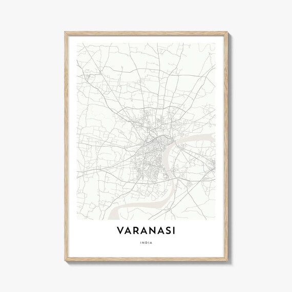 Minimalist Line Map of Varanasi India City Street Layout Poster
