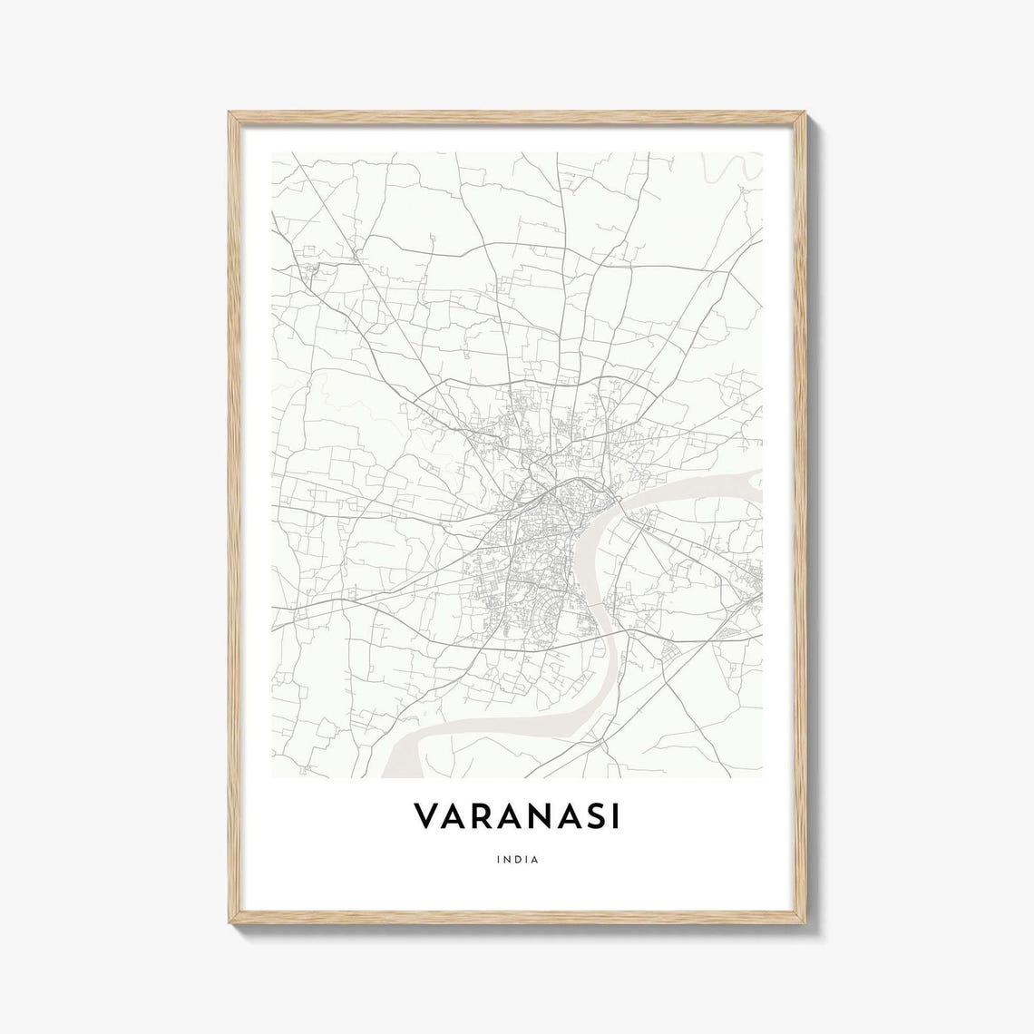 Minimalist Line Map of Varanasi India City Street Layout Poster