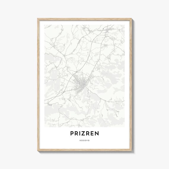 Prizren Kosovo City Street Map Minimalist Line Art Wall Poster