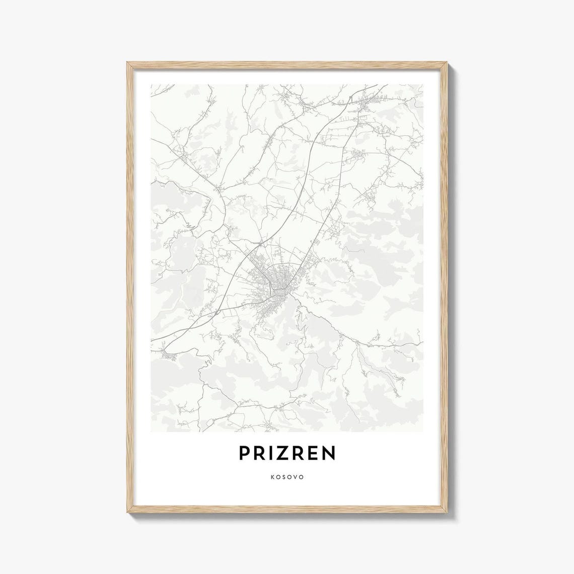 Prizren Kosovo City Street Map Minimalist Line Art Wall Poster