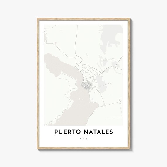 Puerto Natales Chile Minimalist Gray City Street Map Decor Poster