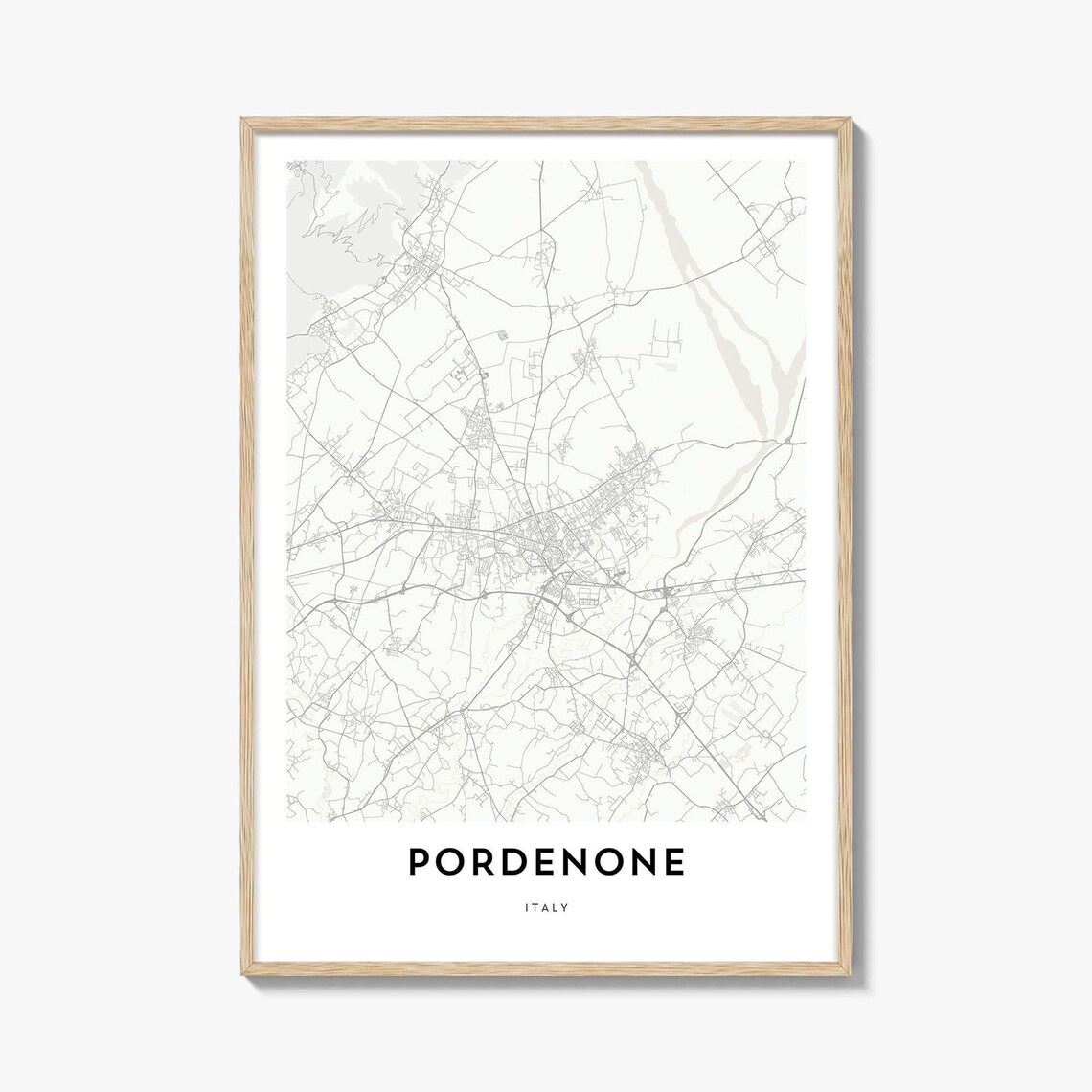 Pordenone Italy Minimalist City Street Map Modern Art Travel Poster