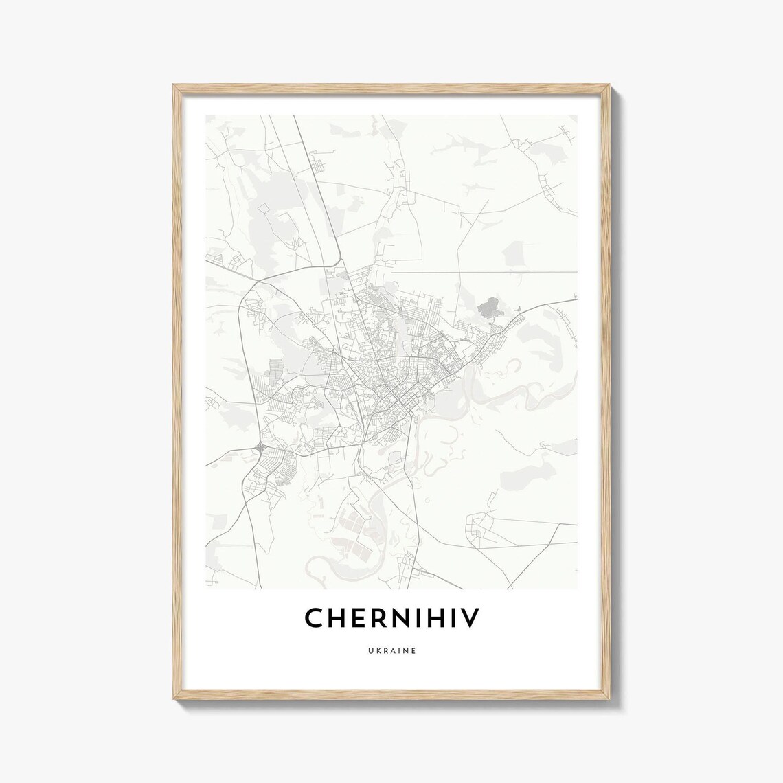Chernihiv Ukraine Minimalist Street City Map Modern Travel Art Poster