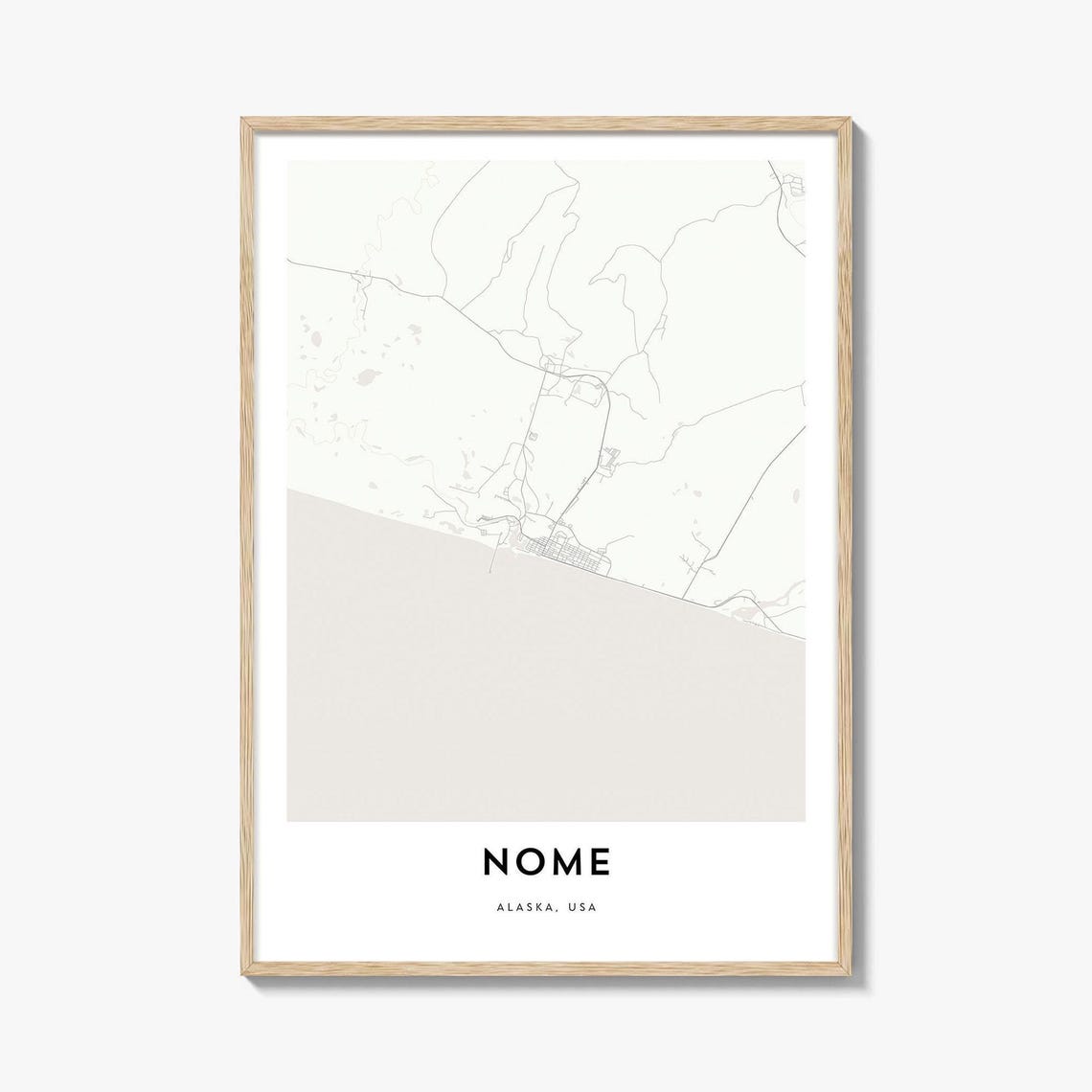 Nome Alaska Minimalist City Map Poster Modern Arctic Decor Artwork