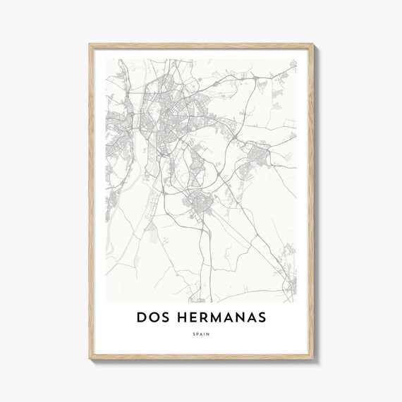 Dos Hermanas Spain Minimalist White Street City Map Wall Poster