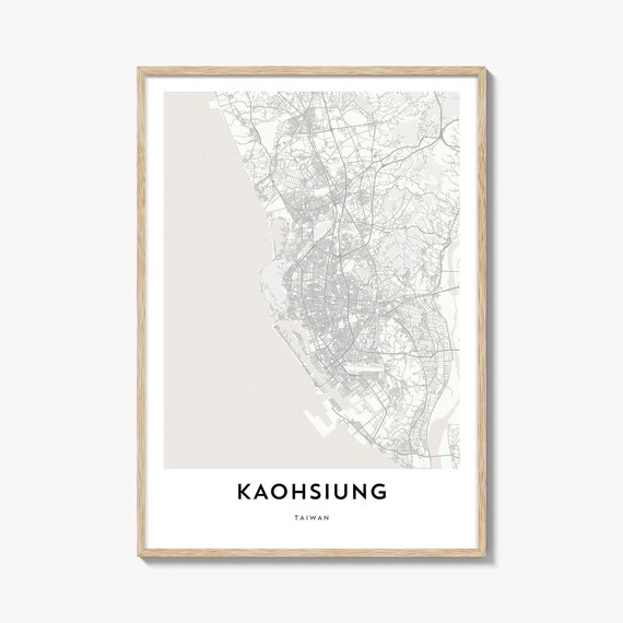 Kaohsiung Taiwan Light Gray City Map Minimalist Street Poster