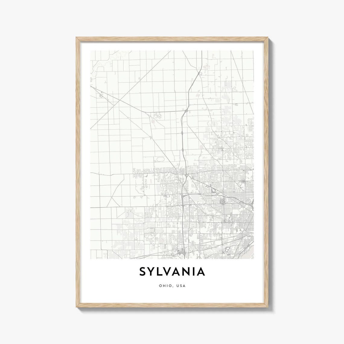 Sylvania Ohio Minimalist City Map Poster for Modern Home Wall Decor