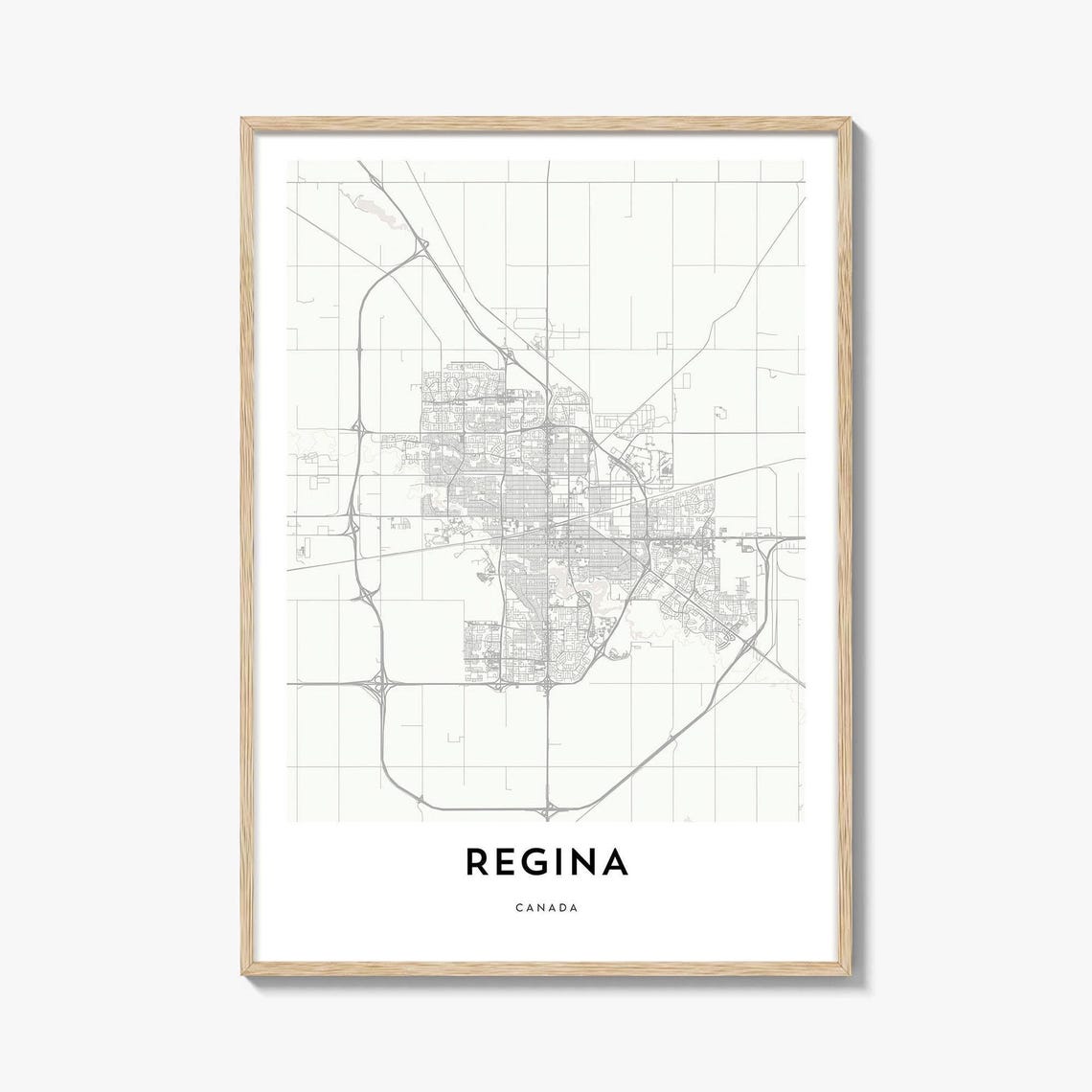Regina Canada Minimalist City Street Map Decor Gift Wall Art
