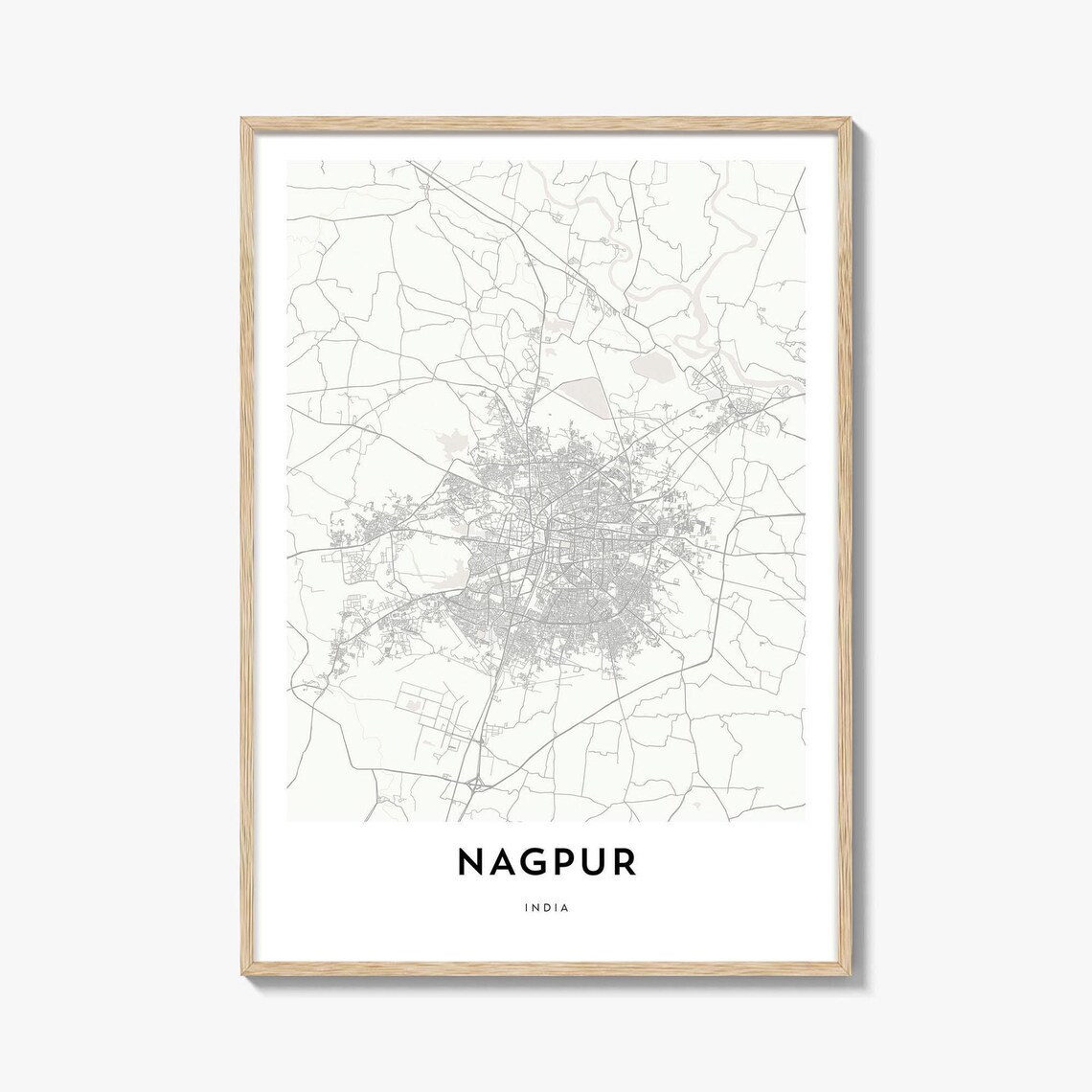Nagpur India Minimalist City Street Map Travel Artwork Poster