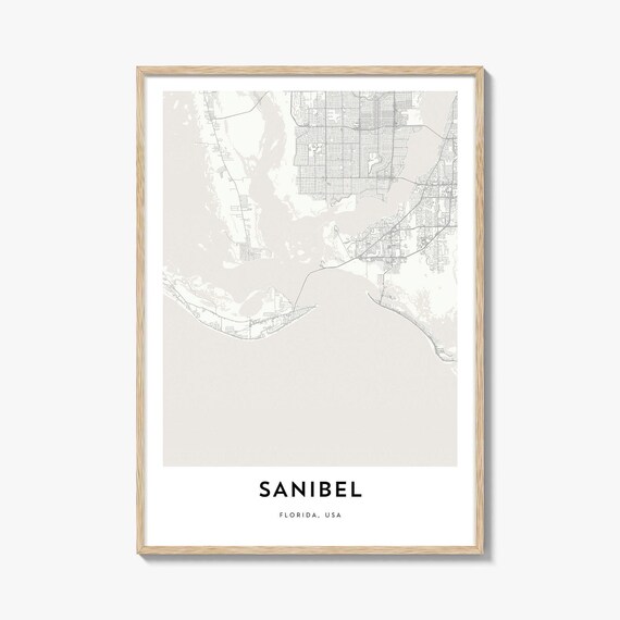 Minimalist Sanibel Florida City Street Map Gift Poster Artwork