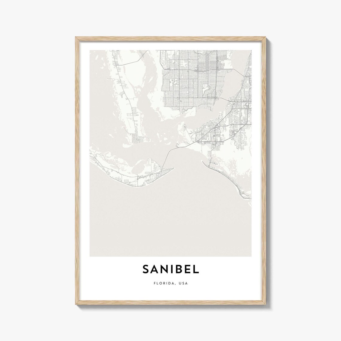Minimalist Sanibel Florida City Street Map Gift Poster Artwork