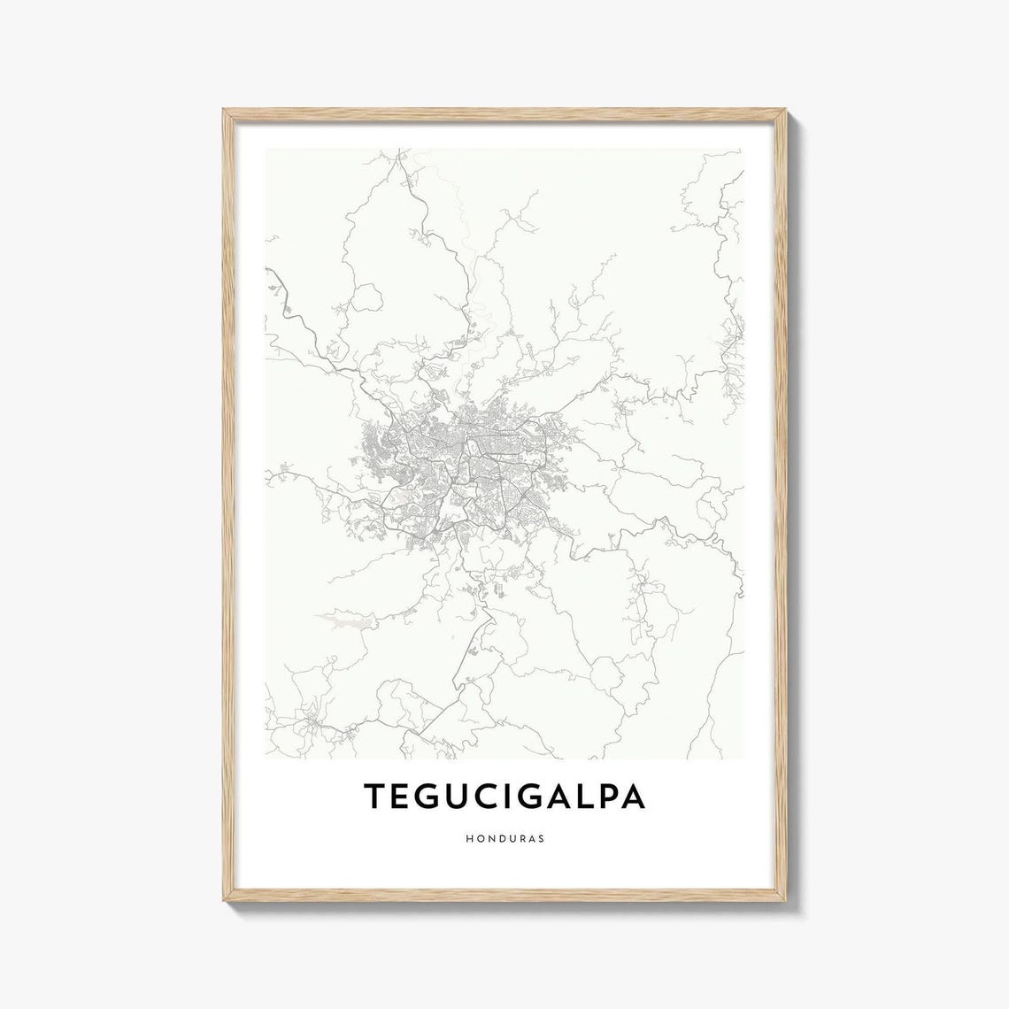 Tegucigalpa Honduras Minimalist City Street Map Art Print Decor