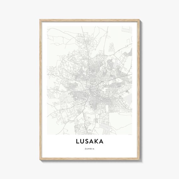Lusaka Zambia Minimalist City Street Map Modern Decor Poster