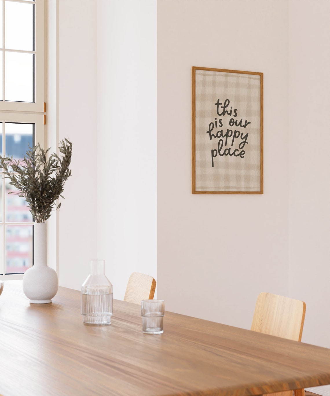 This Is Our Happy Place Script Quote on Beige Gingham Poster - Image 4