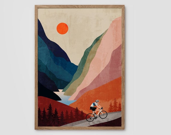 Large Size Cycling Art Print 55 X 75 Cm 217 X 295 Inch Great Gift For A Cyclist