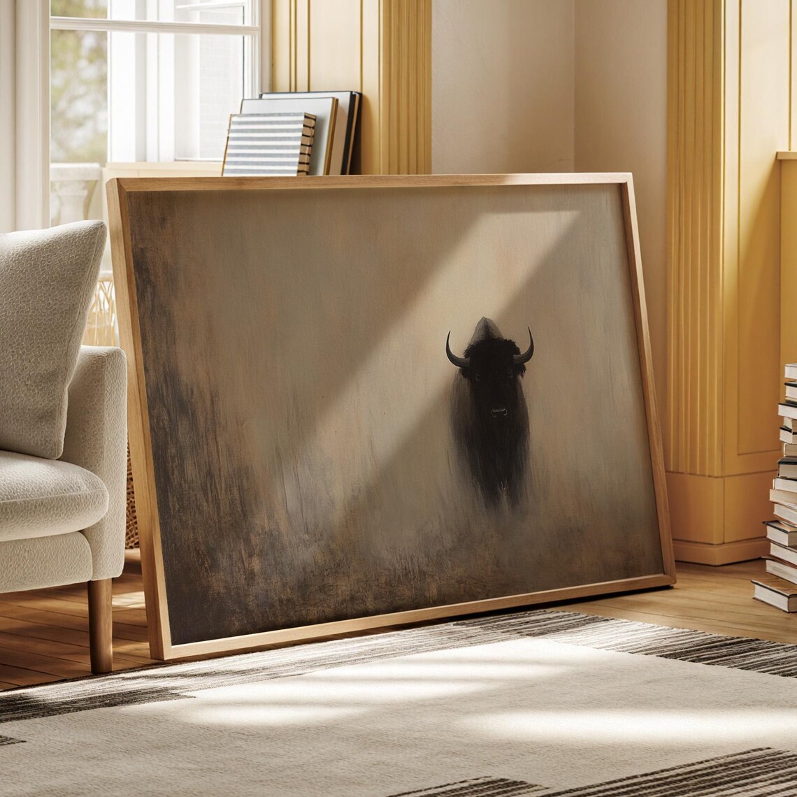 Minimalist Bison, Western Wildlife Art Print