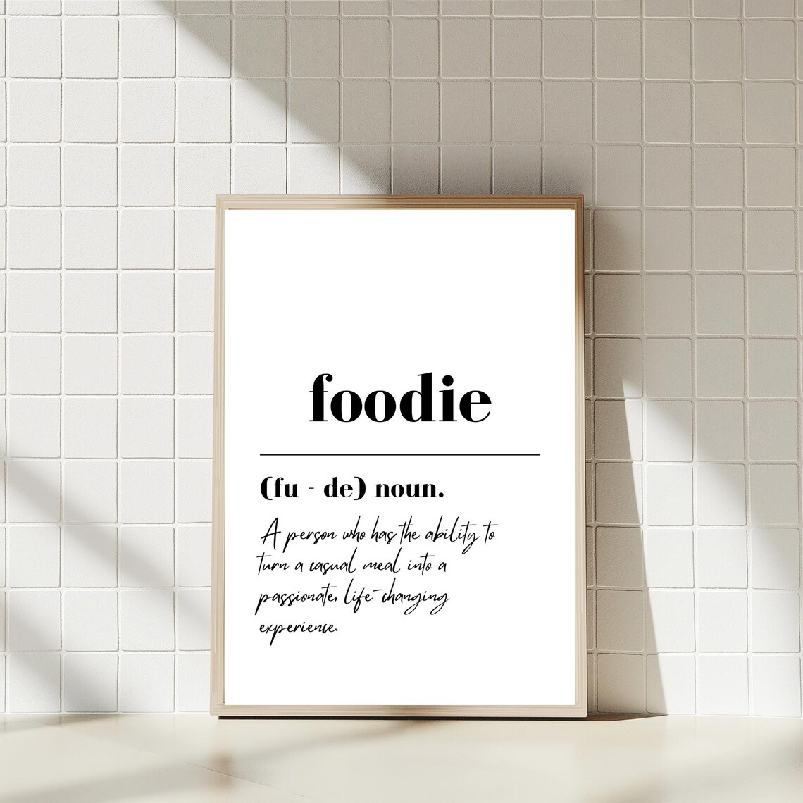 Foodie Definition Print Funny Kitchen Wall Art Minimalist Typography