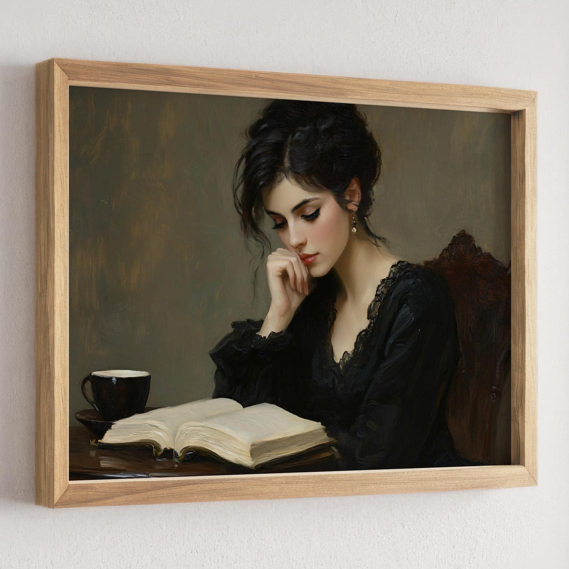 Woman Reading Book Coffee Victorian Elegant Portrait Art Poster - Image 3