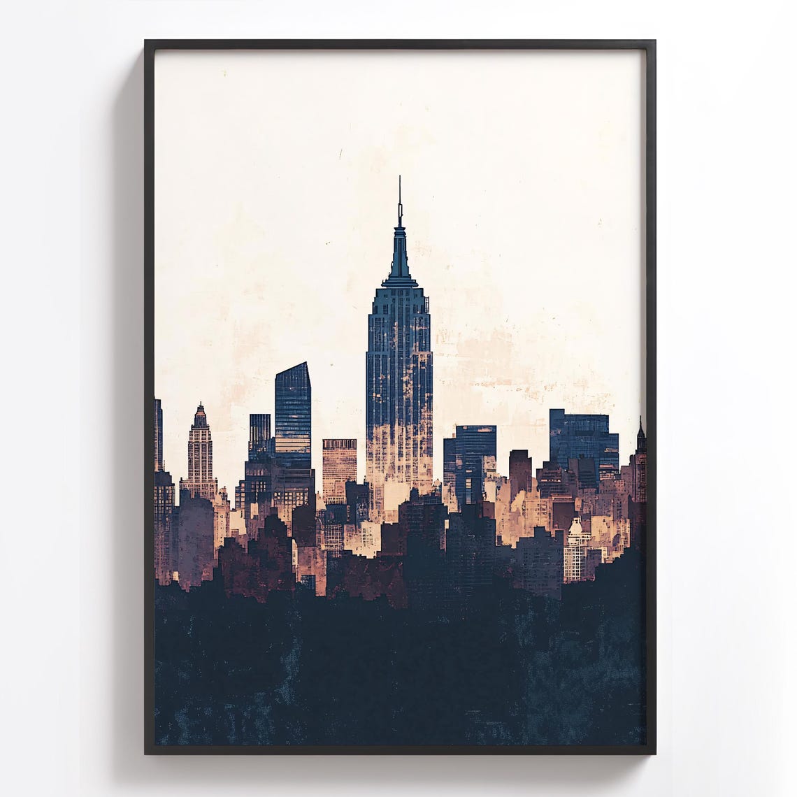 New York City Empire State Building Skyline Vintage Art Poster
