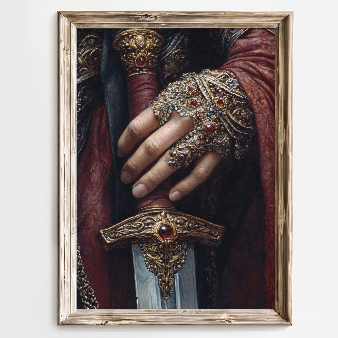 Fantasy Sword Art Print, Medieval Knight Armor Decor - Image 3